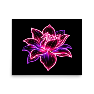 Neon Lotus Art Print Premium Luster Photo Paper