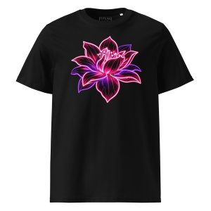 Neon Lotus Black Organic Unisex T-Shirt