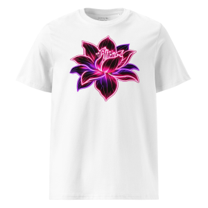 Neon Lotus White Organic Unisex T-Shirt