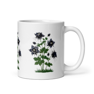 Midnight Columbine White Ceramic Mug